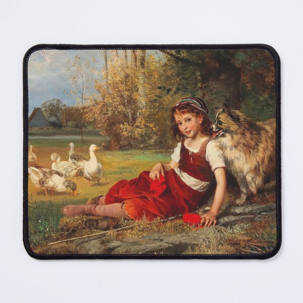 Item preview, A Young Goose Girl Resting | Anton Heinrich Dieffenbach | 1897 Wholesome Animal Art designed and sold by CJET.
