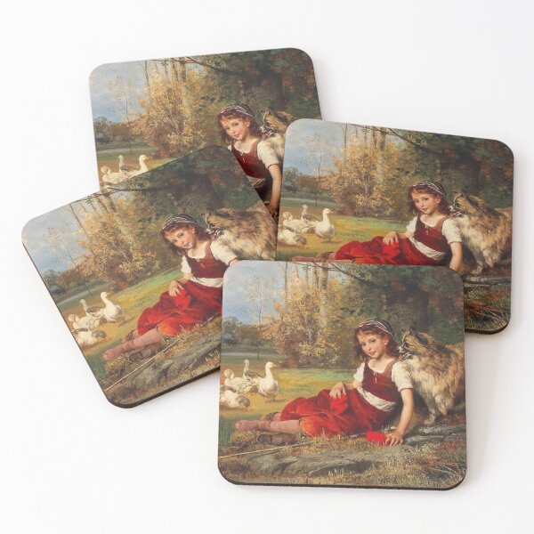 Item preview, A Young Goose Girl Resting | Anton Heinrich Dieffenbach | 1897 Wholesome Animal Art designed and sold by CJET.