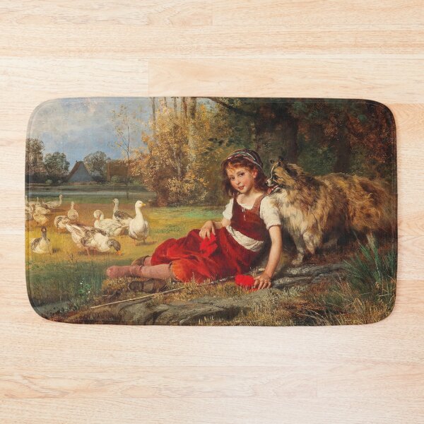 Item preview, A Young Goose Girl Resting | Anton Heinrich Dieffenbach | 1897 Wholesome Animal Art designed and sold by CJET.
