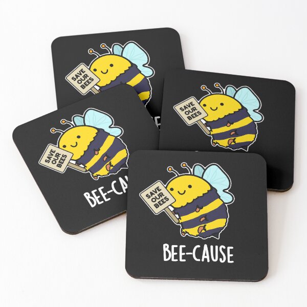 Item preview, Bee-cause Funny Bug Bee Puns (Dark BG) designed and sold by punnybone.