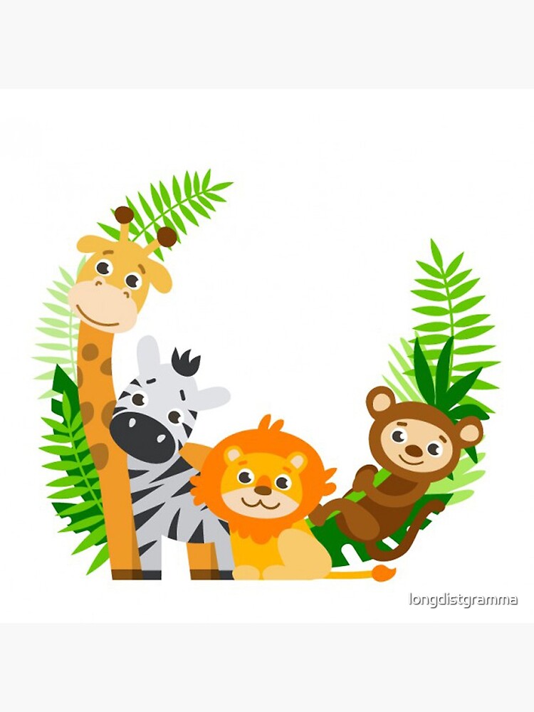 Download Jungle Safari Baby Animals Greeting Card By Longdistgramma Redbubble