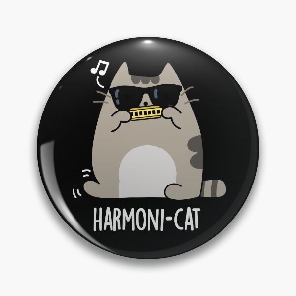 Item preview, Harmoni-cat Harmonica Funny Cat Puns (Dark BG) designed and sold by punnybone.