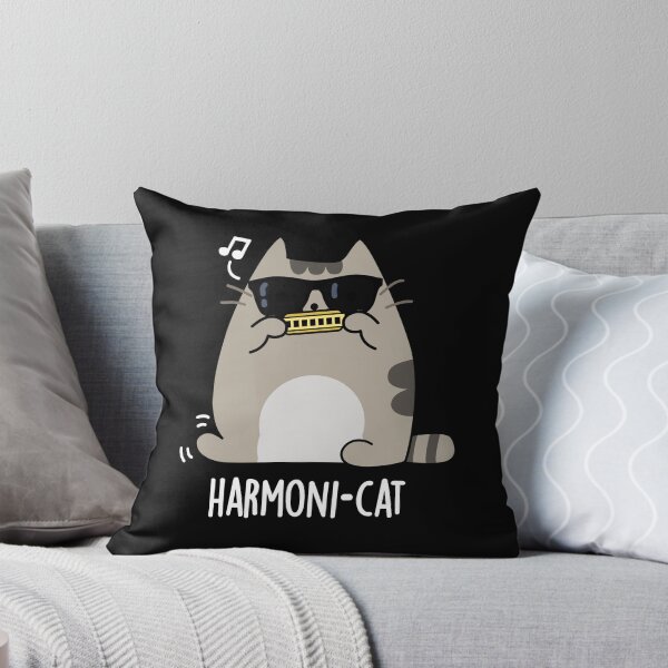 Item preview, Harmoni-cat Harmonica Funny Cat Puns (Dark BG) designed and sold by punnybone.
