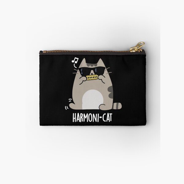 Item preview, Harmoni-cat Harmonica Funny Cat Puns (Dark BG) designed and sold by punnybone.