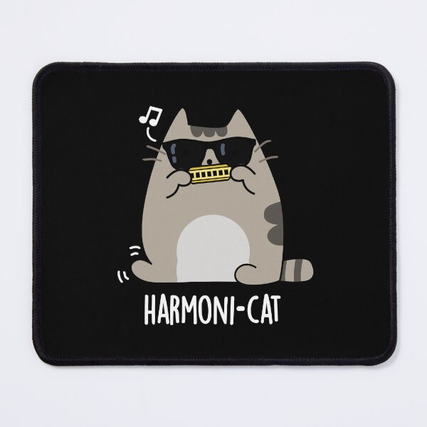 Item preview, Harmoni-cat Harmonica Funny Cat Puns (Dark BG) designed and sold by punnybone.