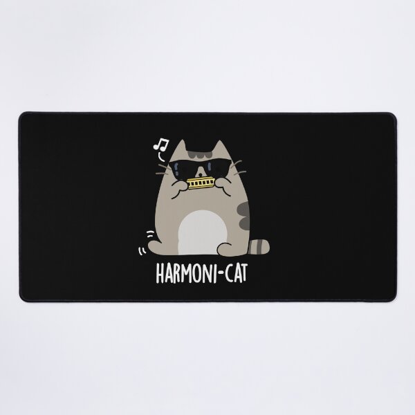 Item preview, Harmoni-cat Harmonica Funny Cat Puns (Dark BG) designed and sold by punnybone.