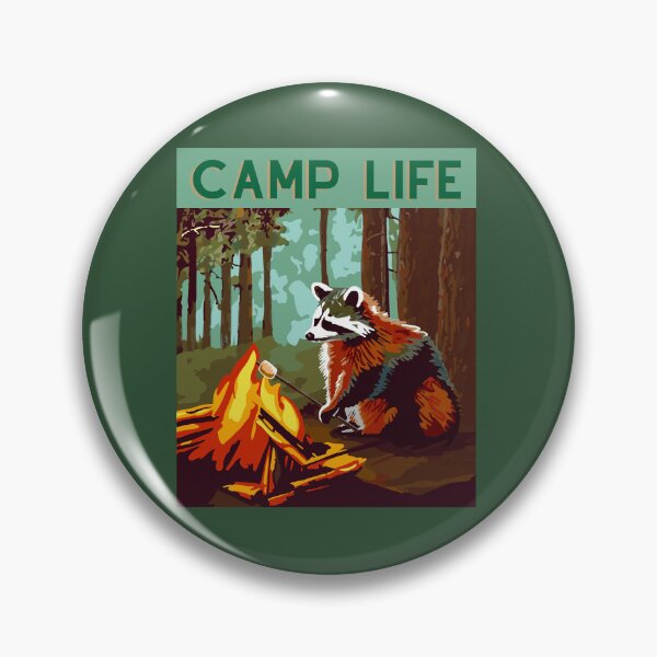 Aperçu de l'œuvre Style vintage de peinture par numéros Camp Racoon Roasting Marshmallows by Fire créée et vendue par RDevane.