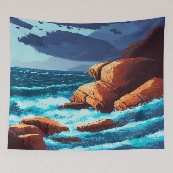 Item preview, Landscape of an Angry Sea designed and sold by TravelingOak.