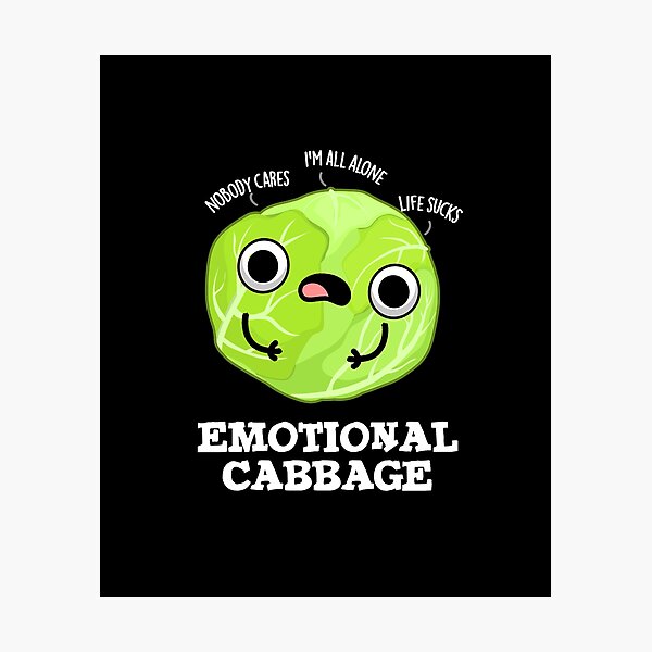 Item preview, Emotional Cabbage Funny Veggie Puns (Dark BG) designed and sold by punnybone.