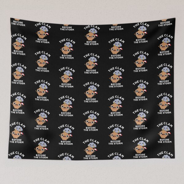 Item preview, The Clam Before The Storm Funny Weather Puns  (Dark BG) designed and sold by punnybone.
