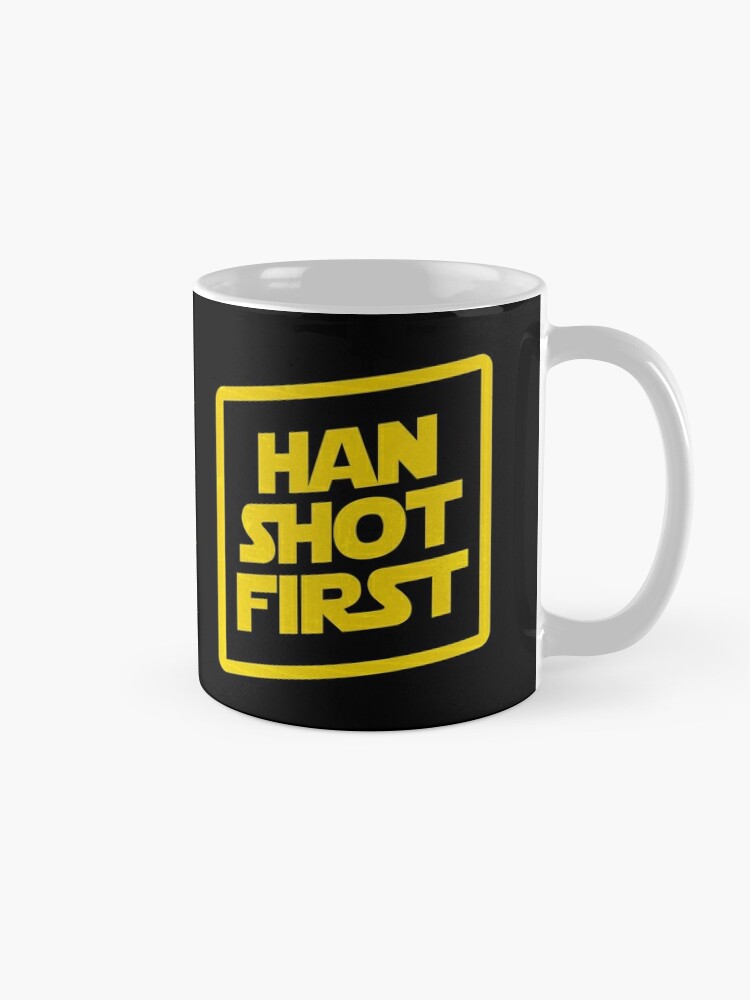 Espresso Shot First Star Wars 11oz Black Ceramic Coffee Mug Han Shot First