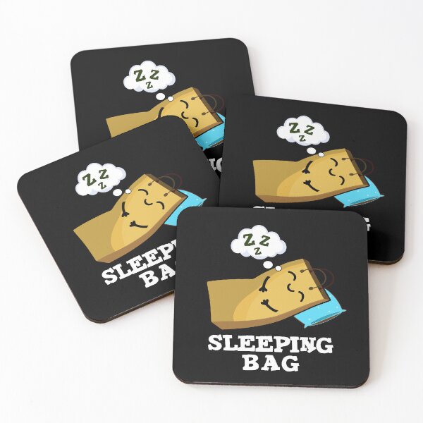 Item preview, Sleeping Bag Funny Paper Bag Puns (Dark BG) designed and sold by punnybone.