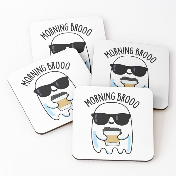 Item preview, Morning Broo Funny Ghost Coffee Puns  designed and sold by punnybone.