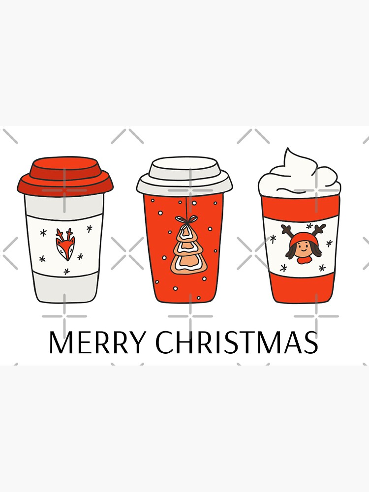 Winter and Christmas Drinks in Disposable Cups with Black Lids, Sleeves,  and Straws Sticker for Sale by LDTreasures