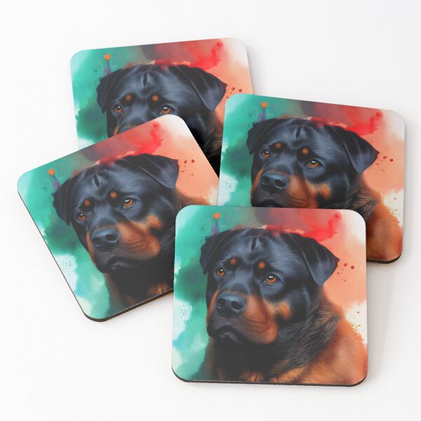 Item preview, Rottweiler Watercolor Portrait designed and sold by artsyaistudio.