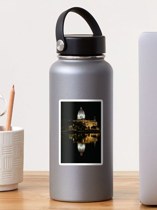 Thumbnail 1 of 3, Sticker, Saskatchewan Legislative Building At Night designed and sold by timdaytimages.