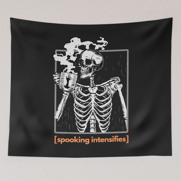 Item preview, Spooking Amplifies Coffee Spooky Skeleton Meme designed and sold by cutenevil.