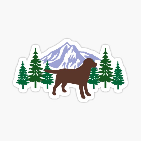Chocolate Labrador Silhouette Evergreen Sticker