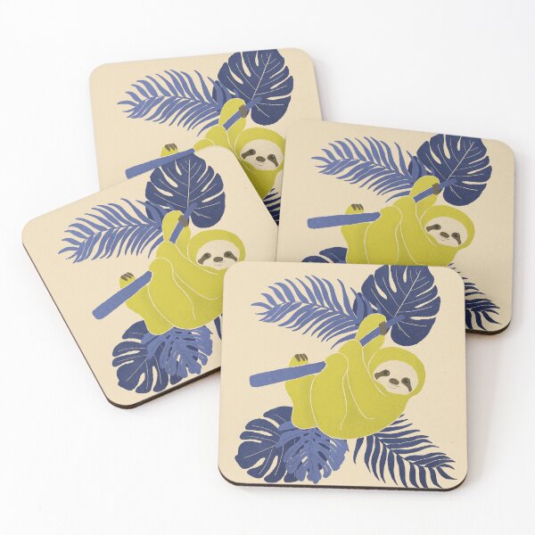 Item preview, Sloth with blue tropical leaves  designed and sold by Cassielewisart.