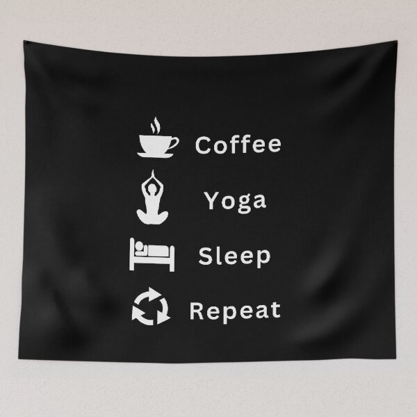 Artikelvorschau, Coffee Yoga Sleep Repeat - Lustige und süße Zitate entworfen und verkauft von Designspot2020.