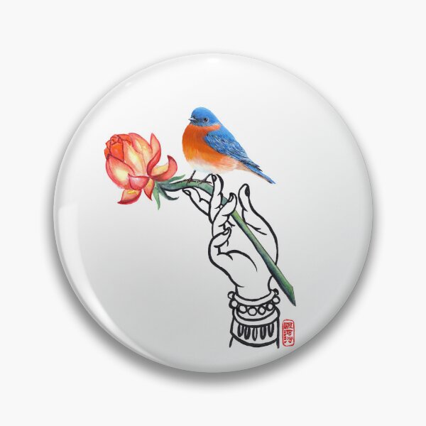 Artikelvorschau, Buddha-Handblume und blauer Vogel entworfen und verkauft von Tiffany Roy.