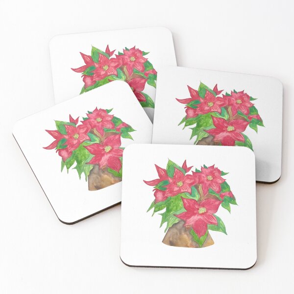 Item preview, Poinsettia flowers watercolor  designed and sold by altairaleon.