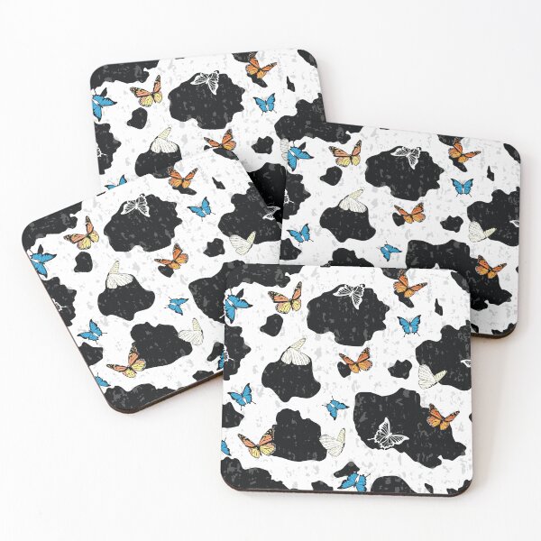 Item preview, Butterflies on Black and White Cow Print Pattern  designed and sold by CJAura by Claire Jane Johnson.