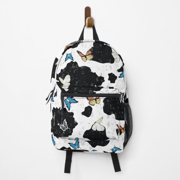 Item preview, Butterflies on Black and White Cow Print Pattern designed and sold by CJAura by Claire Jane Johnson.
