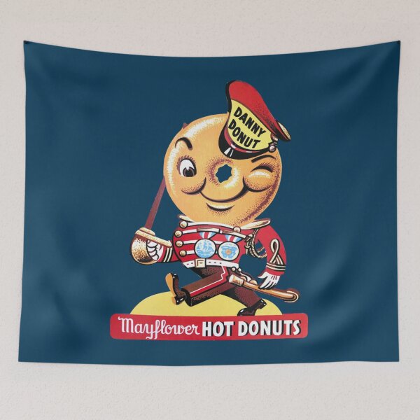 Item preview, 1937 Danny Donut Mayflower Hot Donuts Mascot with Logotype   designed and sold by KensiMarque.