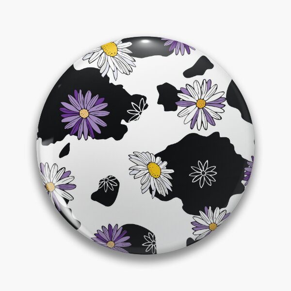 Item preview, Purple Daisies on Black and White Cow Print Pattern  designed and sold by CJAura by Claire Jane Johnson.