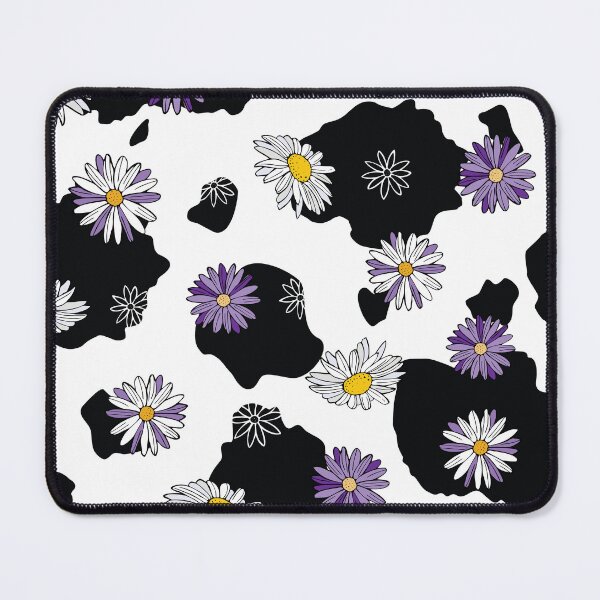 Item preview, Purple Daisies on Black and White Cow Print Pattern designed and sold by CJAura by Claire Jane Johnson.