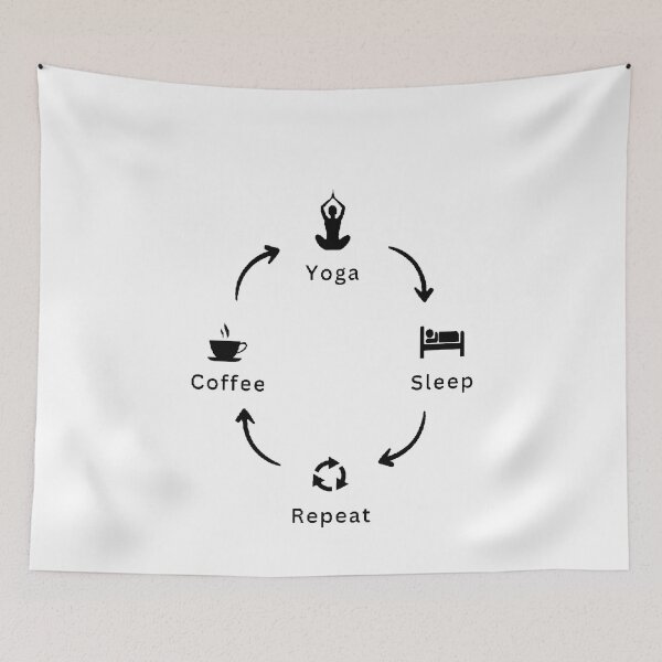 Artikelvorschau, Coffee Yoga Sleep Repeat - Lustige und süße Zitate entworfen und verkauft von Designspot2020.