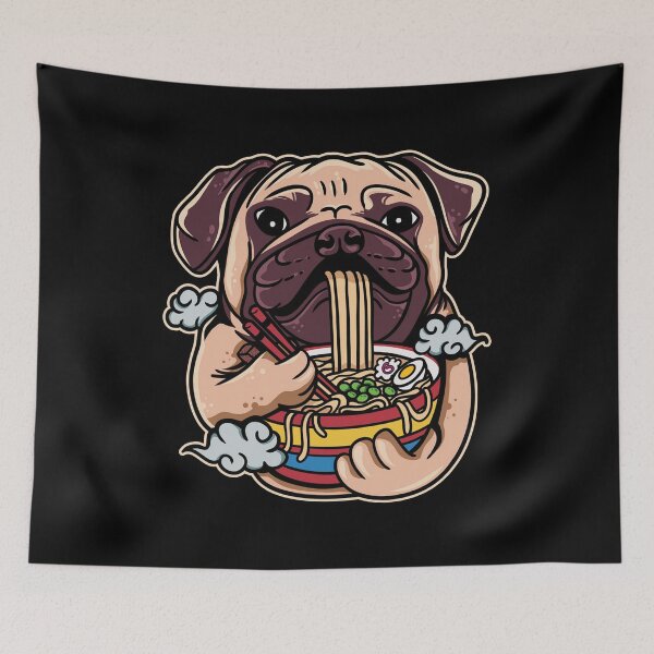 Item preview, Pug Dog Eat Ramen Noodle Vintage Japanese designed and sold by Uvi-Pro.
