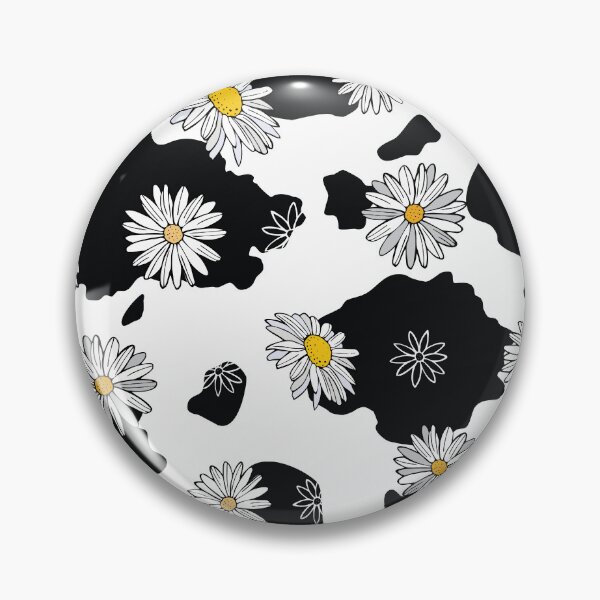 Item preview, White Daisies on Black and White Cow Print Pattern  designed and sold by CJAura by Claire Jane Johnson.