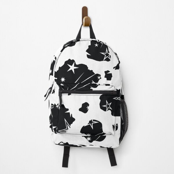 Item preview, White Stars on Black and White Cow Print Pattern  designed and sold by CJAura by Claire Jane Johnson.