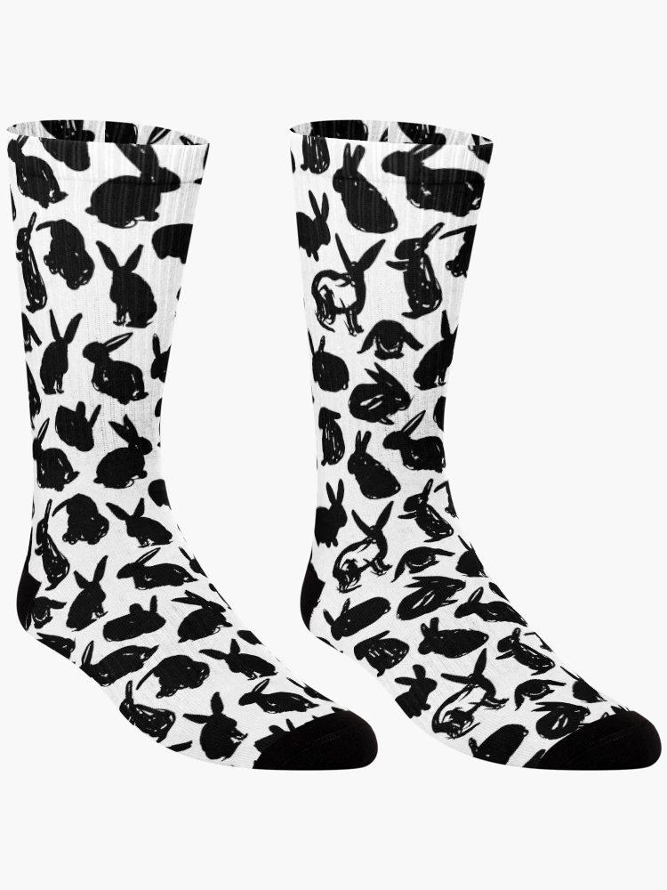 Thumbnail 3 of 5, Socks, White Rabbit Ink Bunnies designed and sold by CircusCreative.