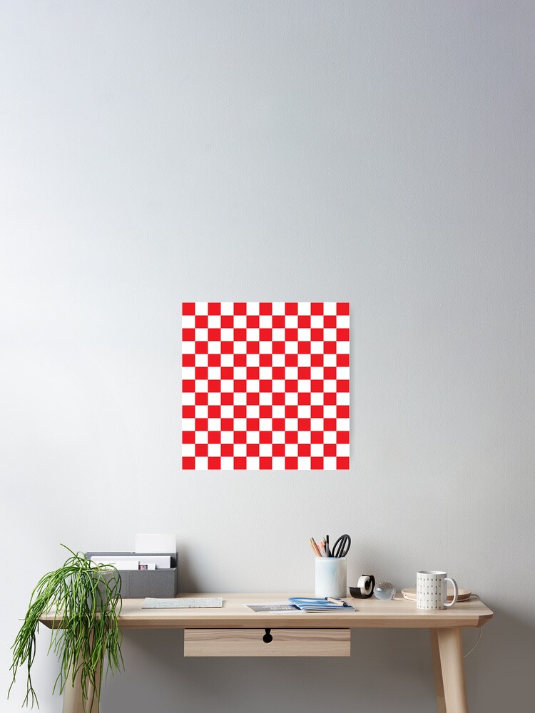 Red And White Check 5/' x 3/' Large Sleeved Flag