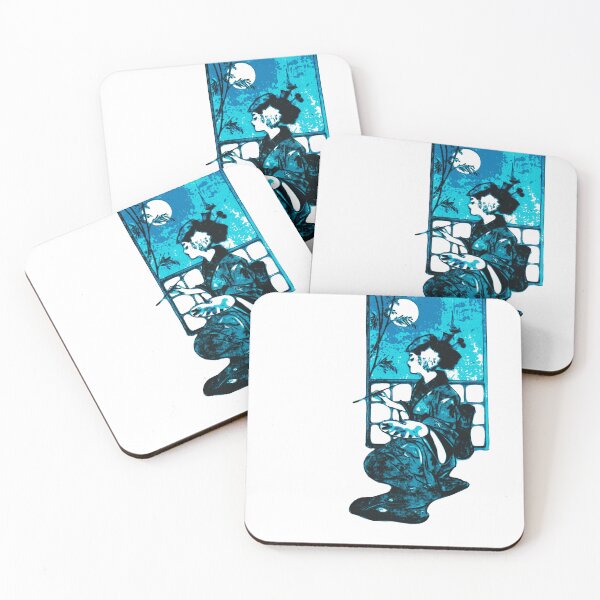 Item preview, Turquoise Painting Geisha, Japan design designed and sold by Dven-Clothes.