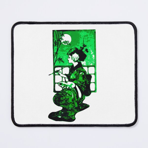 Item preview, Green Painting Geisha, Japan design designed and sold by Dven-Clothes.