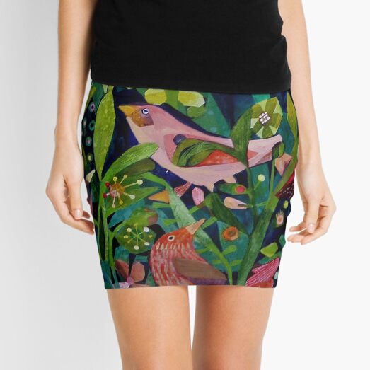 Three pink birds Mini Skirt