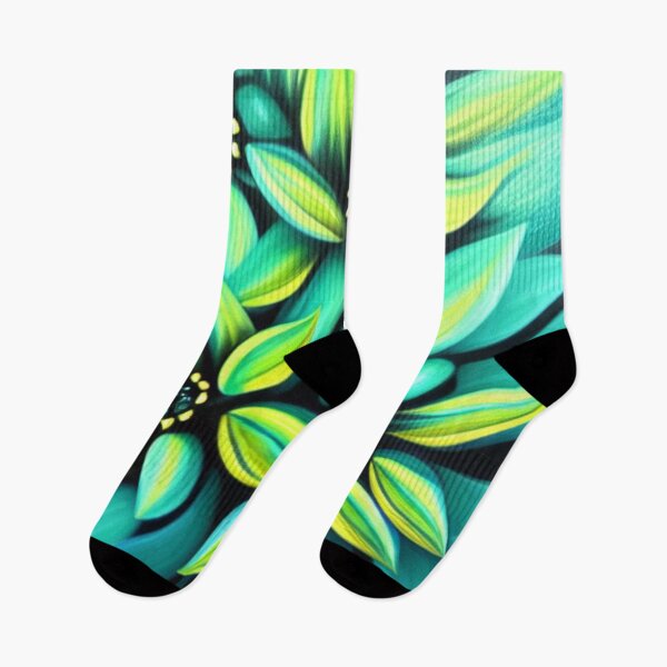 Item preview, Abstract aqua and lime flowers designed and sold by FGCART.