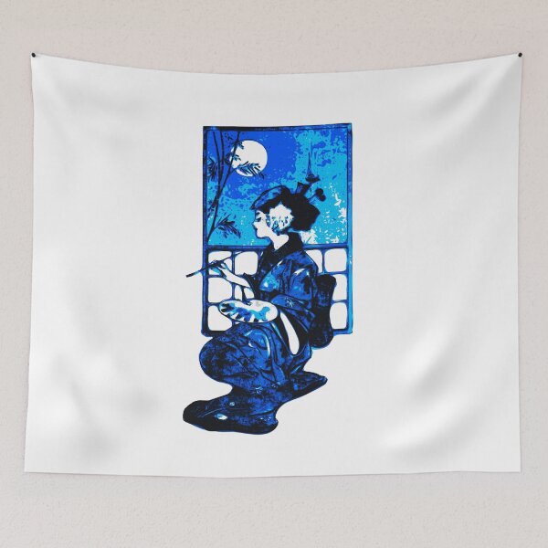 Item preview, Blue Painting Geisha, Japan design designed and sold by Dven-Clothes.