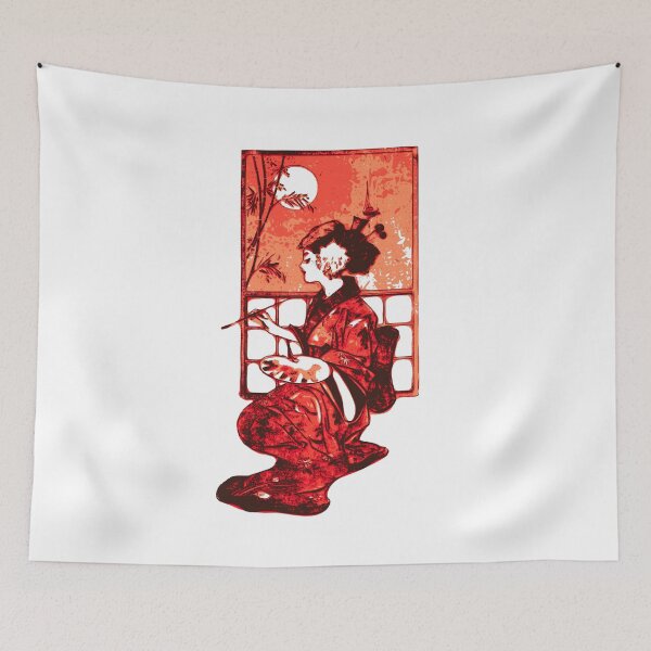 Item preview, Red Painting Geisha, Japan design designed and sold by Dven-Clothes.