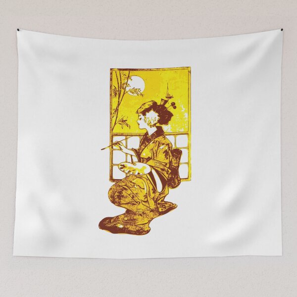 Item preview, Yellow Painting Geisha, Japan design designed and sold by Dven-Clothes.