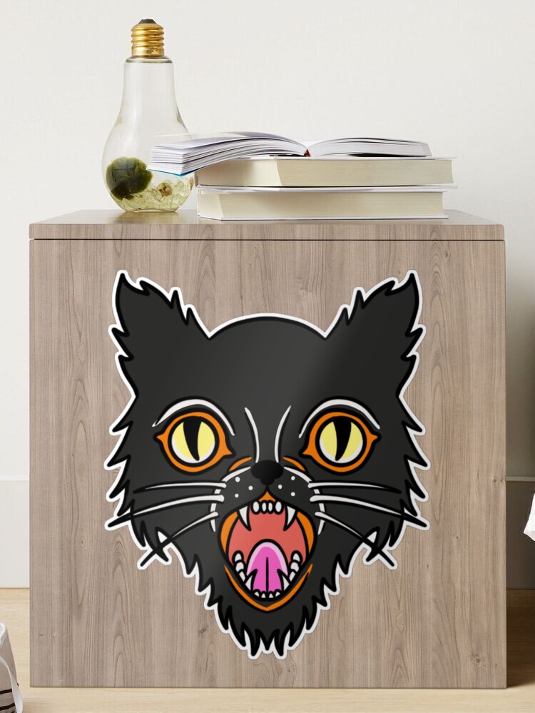 Black cat stickers, cat sticker, original art cat sticker, folk art cat  sticker, Bubble-free stickers — Karen O'Lone-Hahn