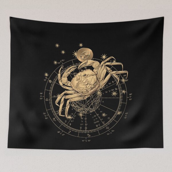 Item preview, Western Zodiac - Golden Cancer - The Crab on Black Canvas designed and sold by Serge Averbukh Art Studio.