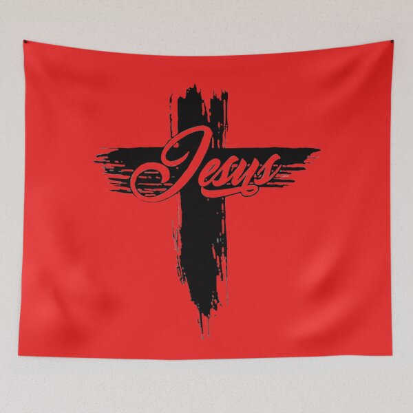 Item preview, Black Splintered Cross With Jesus Name On Top designed and sold by Rowena Jones.