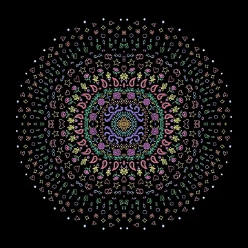 Artwork thumbnail, Colorful Pattern (Black Background) by AdeniumShop