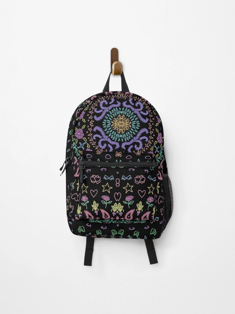 Thumbnail 1 of 3, Backpack, Colorful Pattern (Black Background) designed and sold by AdeniumShop.