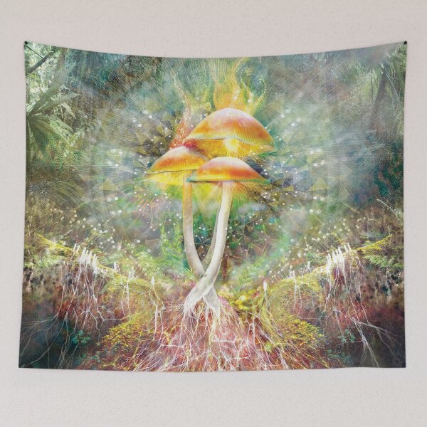 Item preview, Mushroom Mycelium magic shrooms amazon jungle fungi matrix digital art designed and sold by MisprintArt.